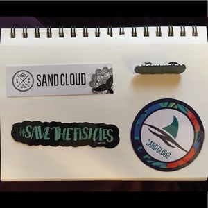 Sand Cloud stickers and pin :)